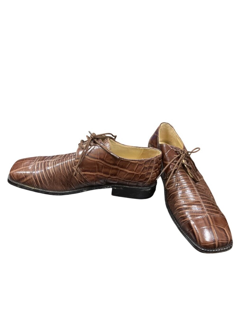 Fortune From Libery mens brown all leather croc oxford shoes sz 11 SKU 10-267
